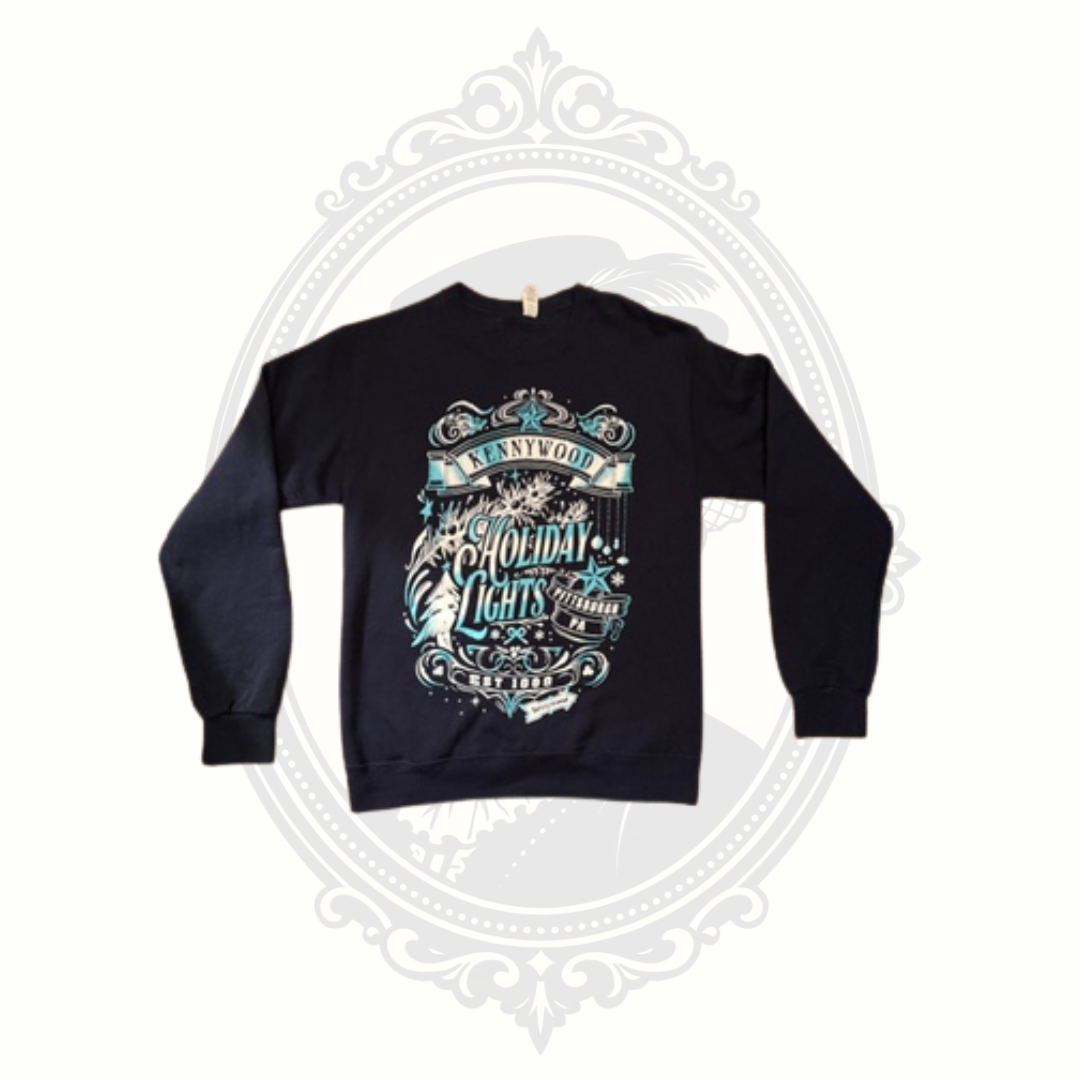 Kennywood Holiday Lights Graphic Crewneck Sweatshirt Navy Adult Small