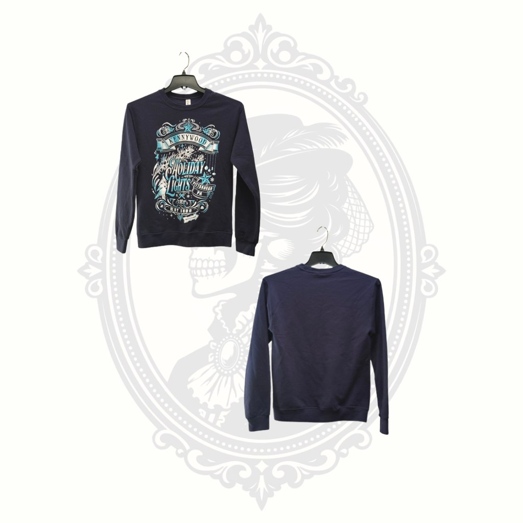 Kennywood Holiday Lights Graphic Crewneck Sweatshirt Navy Adult Small