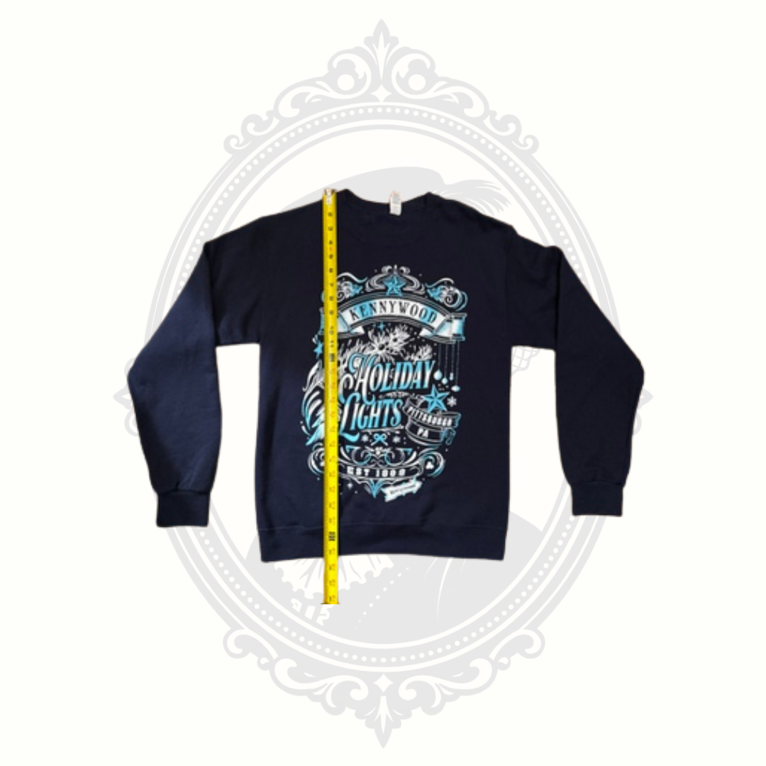Kennywood Holiday Lights Graphic Crewneck Sweatshirt Navy Adult Small