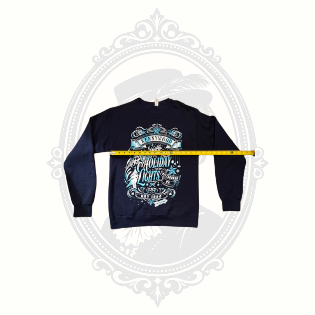 Kennywood Holiday Lights Graphic Crewneck Sweatshirt Navy Adult Small