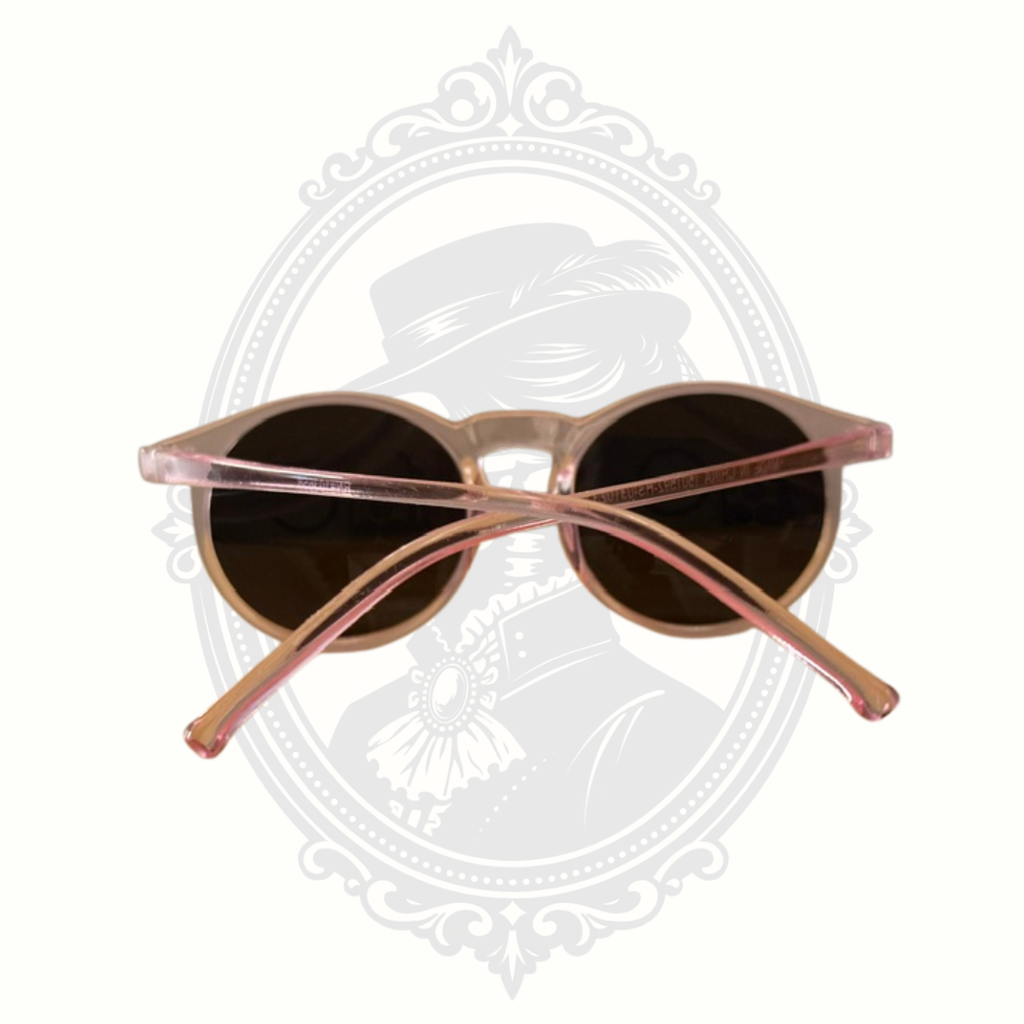 Kids Pink Round Sunglasses – Translucent Plastic Frames – Brown Tinted Lenses