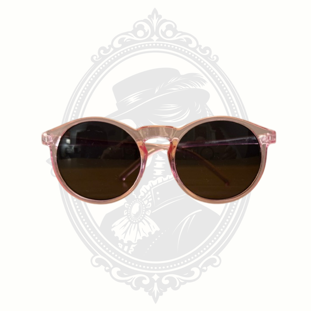 Kids Pink Round Sunglasses – Translucent Plastic Frames – Brown Tinted Lenses
