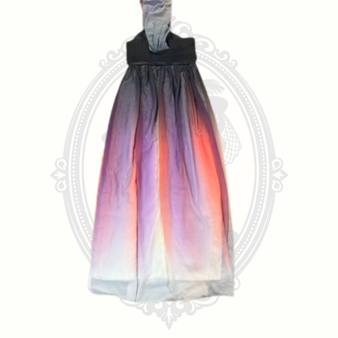Gradient dress with colorful design on a white background