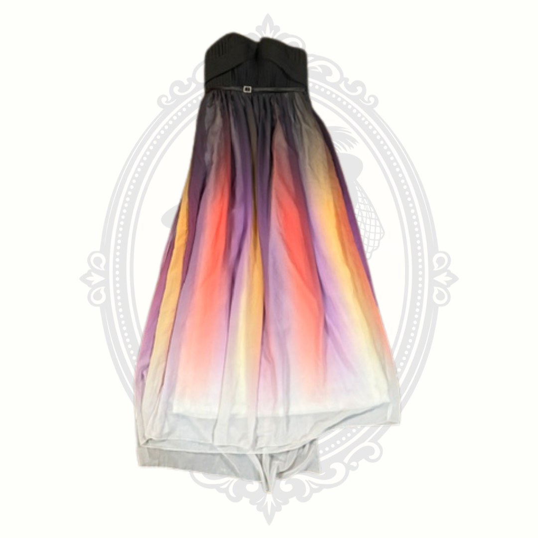 Multicolored dress with a gradient effect on a white background