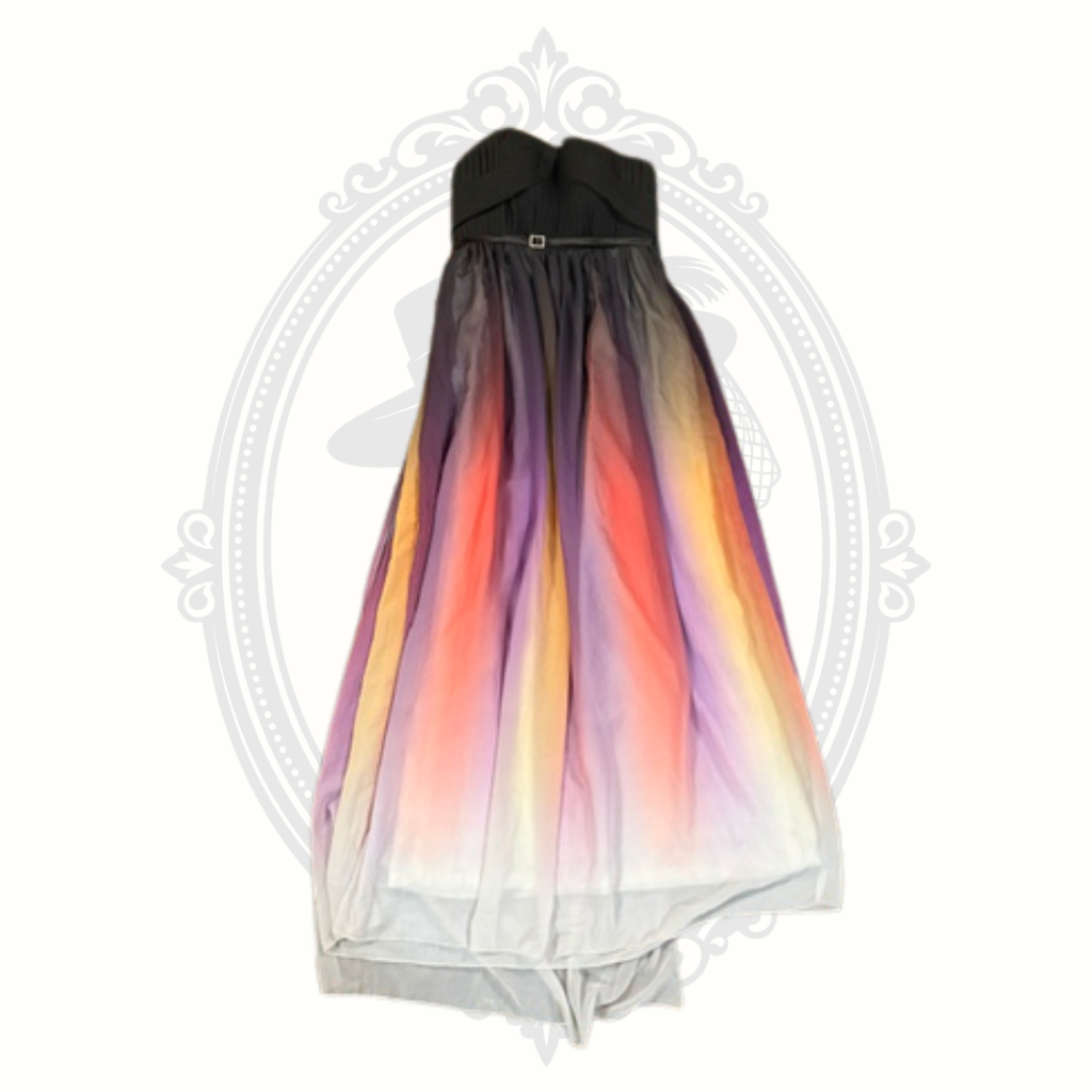Multicolored dress with a gradient effect on a white background