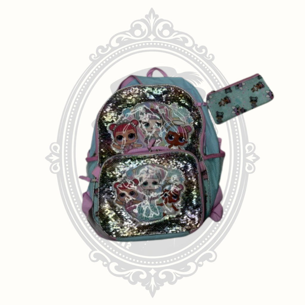 L.O.L. Surprise! Girls Backpack Lunch Box Pencil Case 3-Piece School Set Sequin MGA