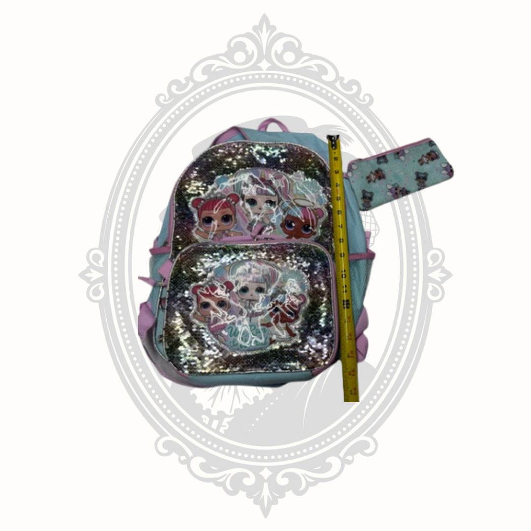 L.O.L. Surprise! Girls Backpack Lunch Box Pencil Case 3-Piece School Set Sequin MGA