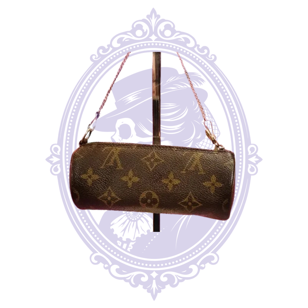 Louis Vuitton Papillon mini pochette brown Monogram canvas front with chain-style attachment