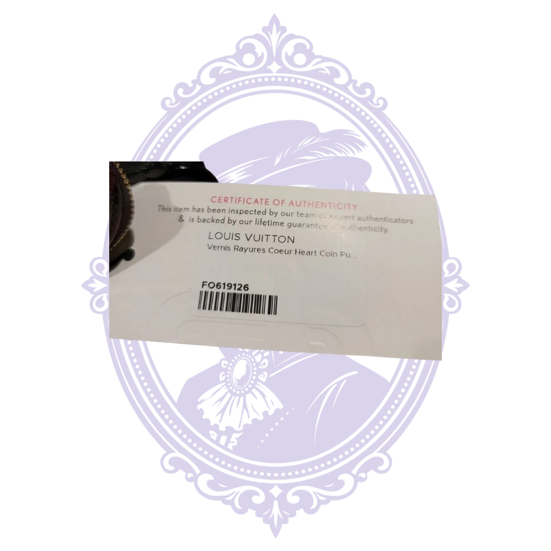 Third-party authentication certificate for Louis Vuitton heart coin purse