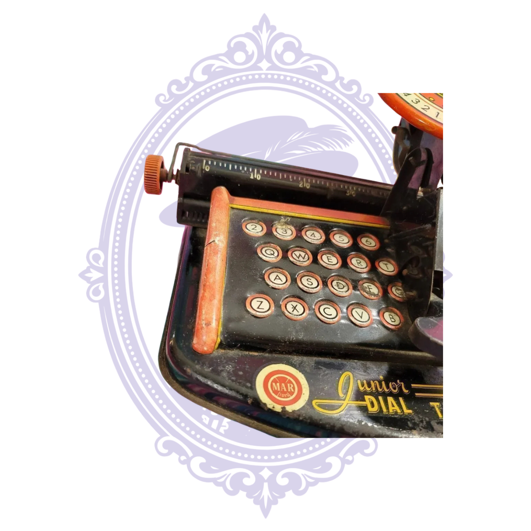 Vintage Marx Junior Dial tin toy typewriter left keyboard