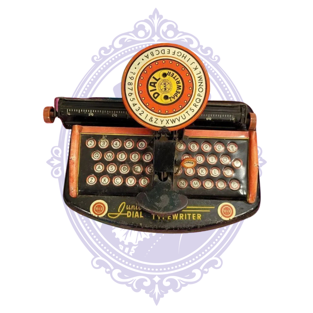Vintage Marx Junior Dial tin toy typewriter top view