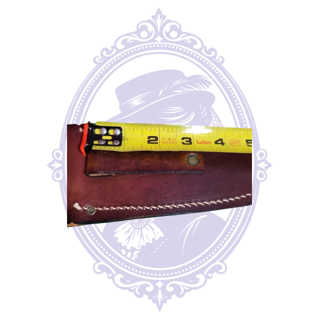 Leather belt loop width shown beside tape measure