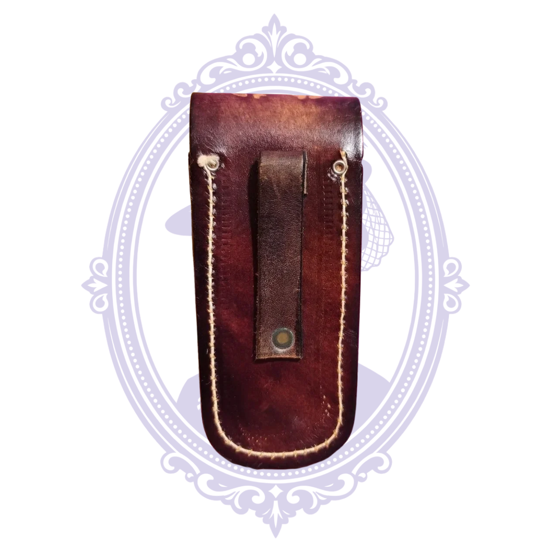 Close-up of leather belt loop and stitched back