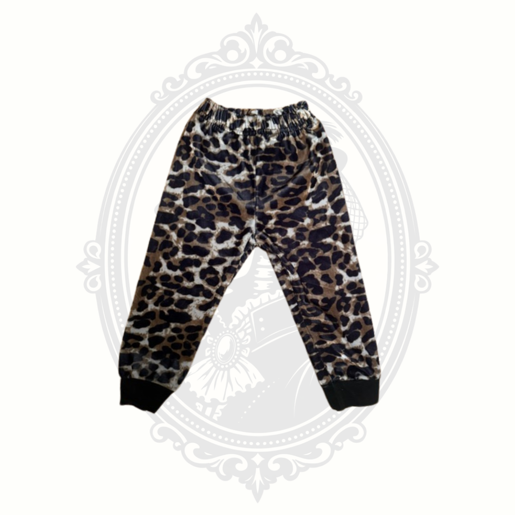 Tong Bei Qi leopard print velour jogger pants size 80 back view