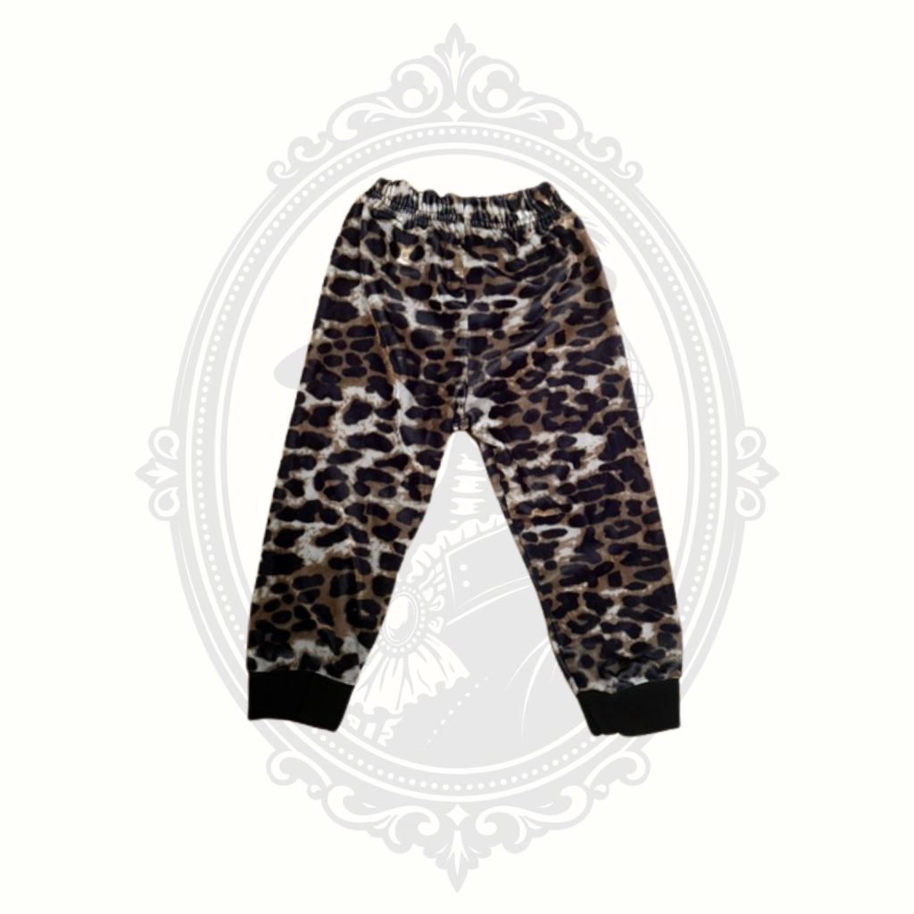 Tong Bei Qi leopard print velour jogger pants size 80 front view