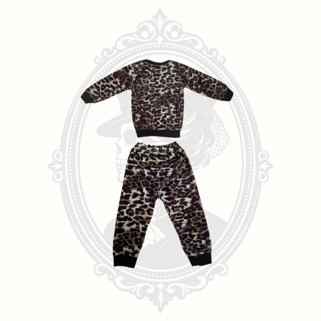 Tong Bei Qi leopard print velour tracksuit set back view