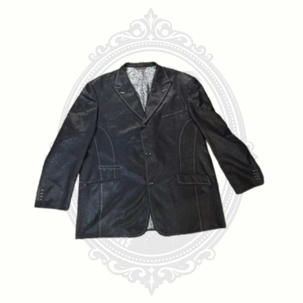 MECCA Men's Black 3-Piece Suit Size 44R IT 52 Paisley Lined Formal Wedding