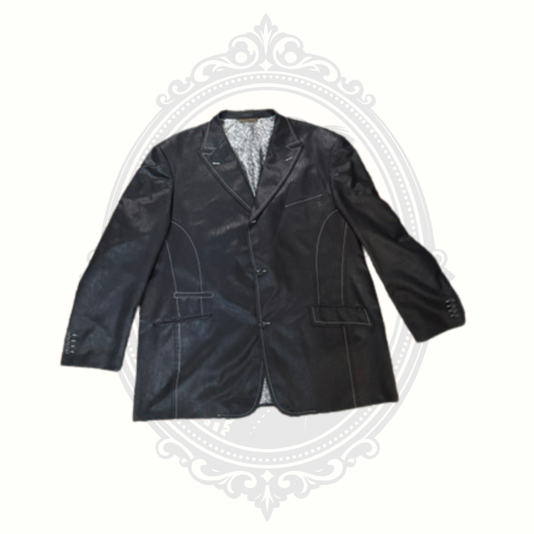 MECCA Men's Black 3-Piece Suit Size 44R IT 52 Paisley Lined Formal Wedding