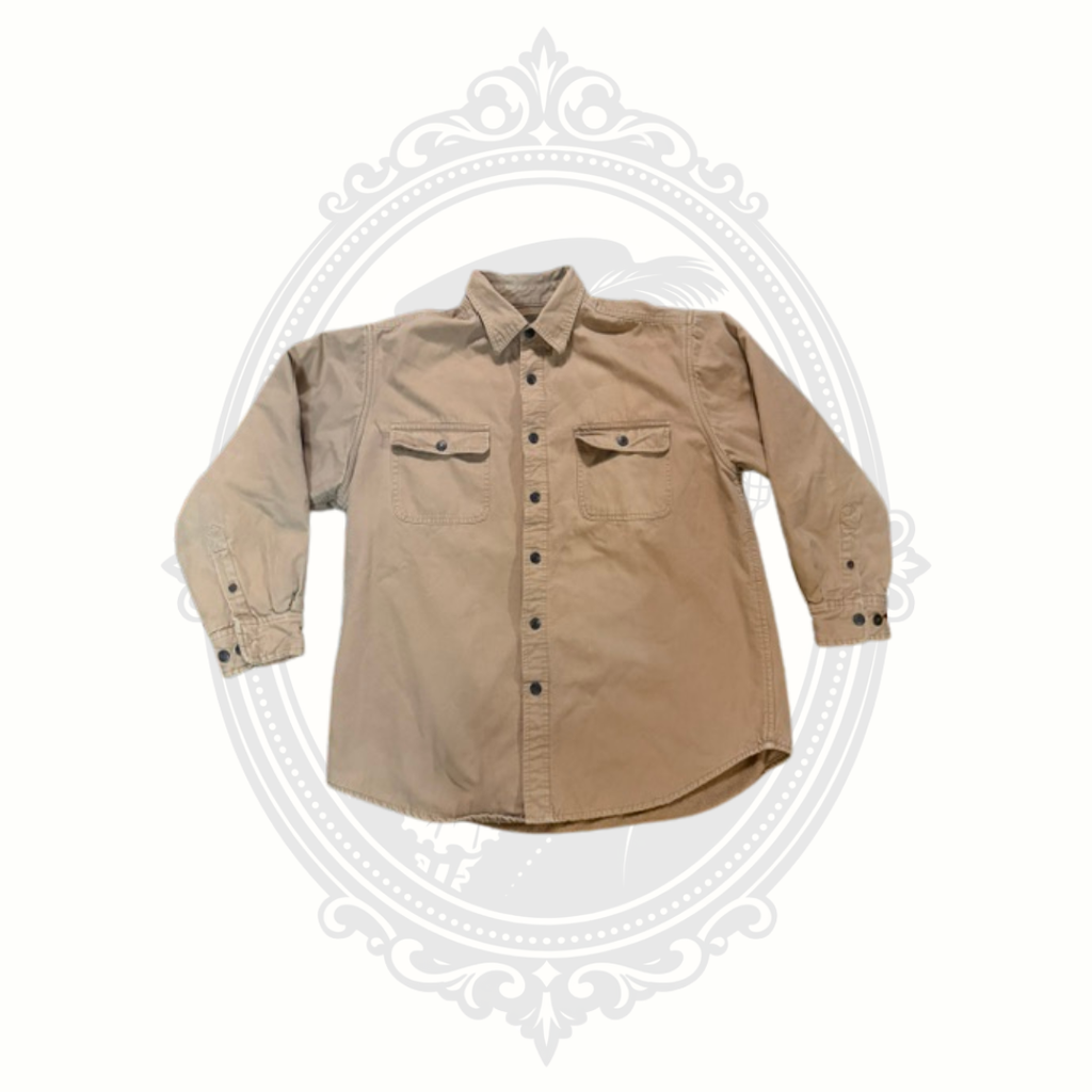Men's Fleece Lined Button Front Shirt Jacket Tan Size L 42/44