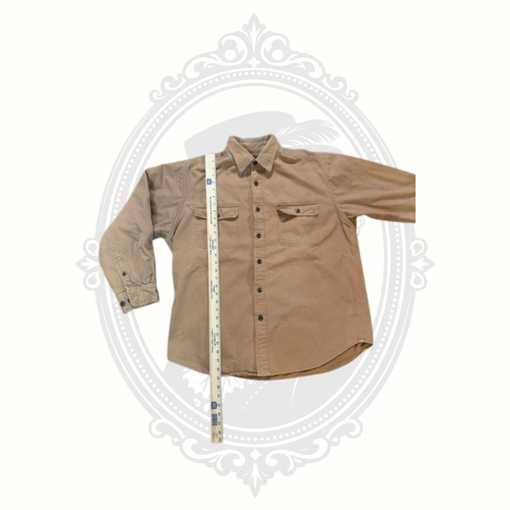 Men's Fleece Lined Button Front Shirt Jacket Tan Size L 42/44