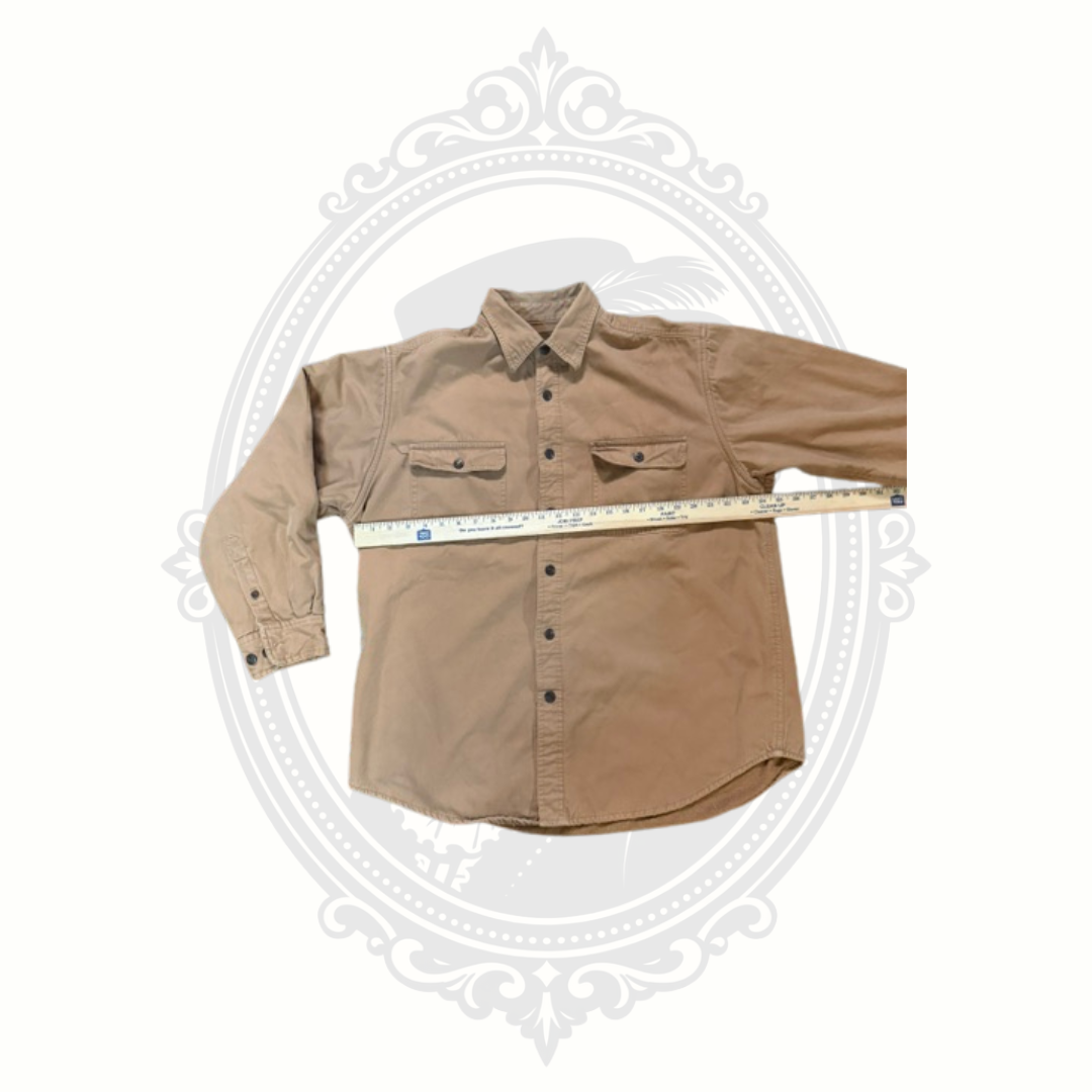 Men's Fleece Lined Button Front Shirt Jacket Tan Size L 42/44