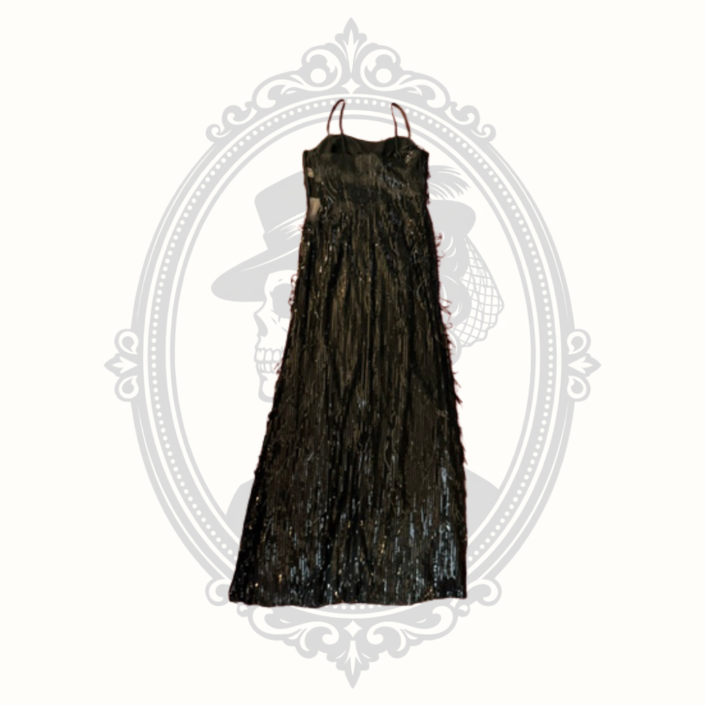 Morgan & Co. Black Metallic Shimmer Formal Evening Gown - Size 7