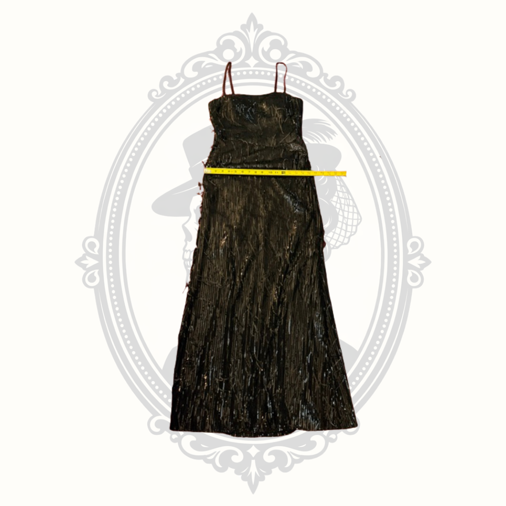 Morgan & Co. Black Metallic Shimmer Formal Evening Gown - Size 7