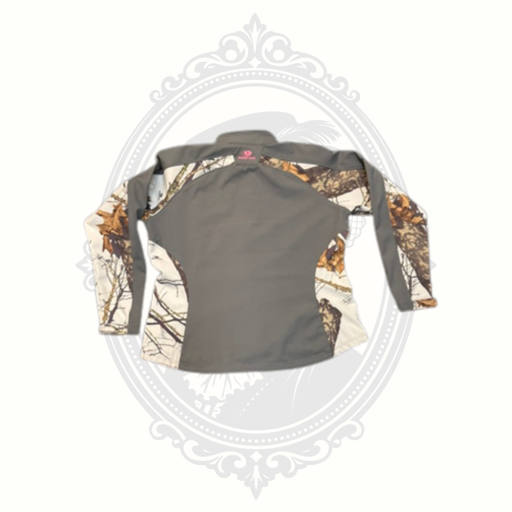 Mossy Oak Women's XL Softshell Fleece Jacket Gray Winter Break Camo Pink Logo