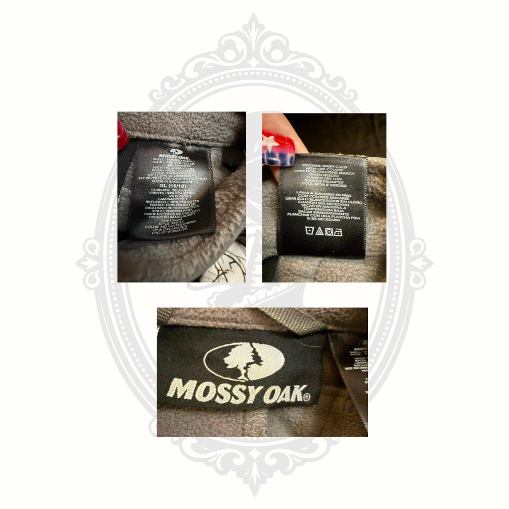 Mossy Oak Women's XL Softshell Fleece Jacket Gray Winter Break Camo Pink Logo