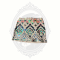 Express mini skirt front view with aztec sequin pattern and metallic detailing