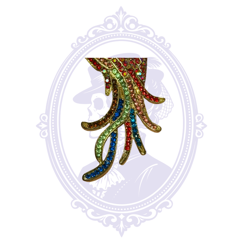 Oversized Multicolor Rhinestone Parrot Statement Brooch – Gold Tone