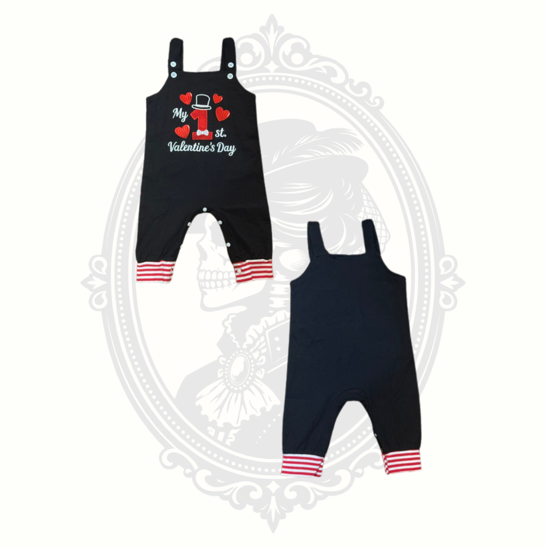 My 1st Valentine's Day Baby Romper Black 3-6 Months