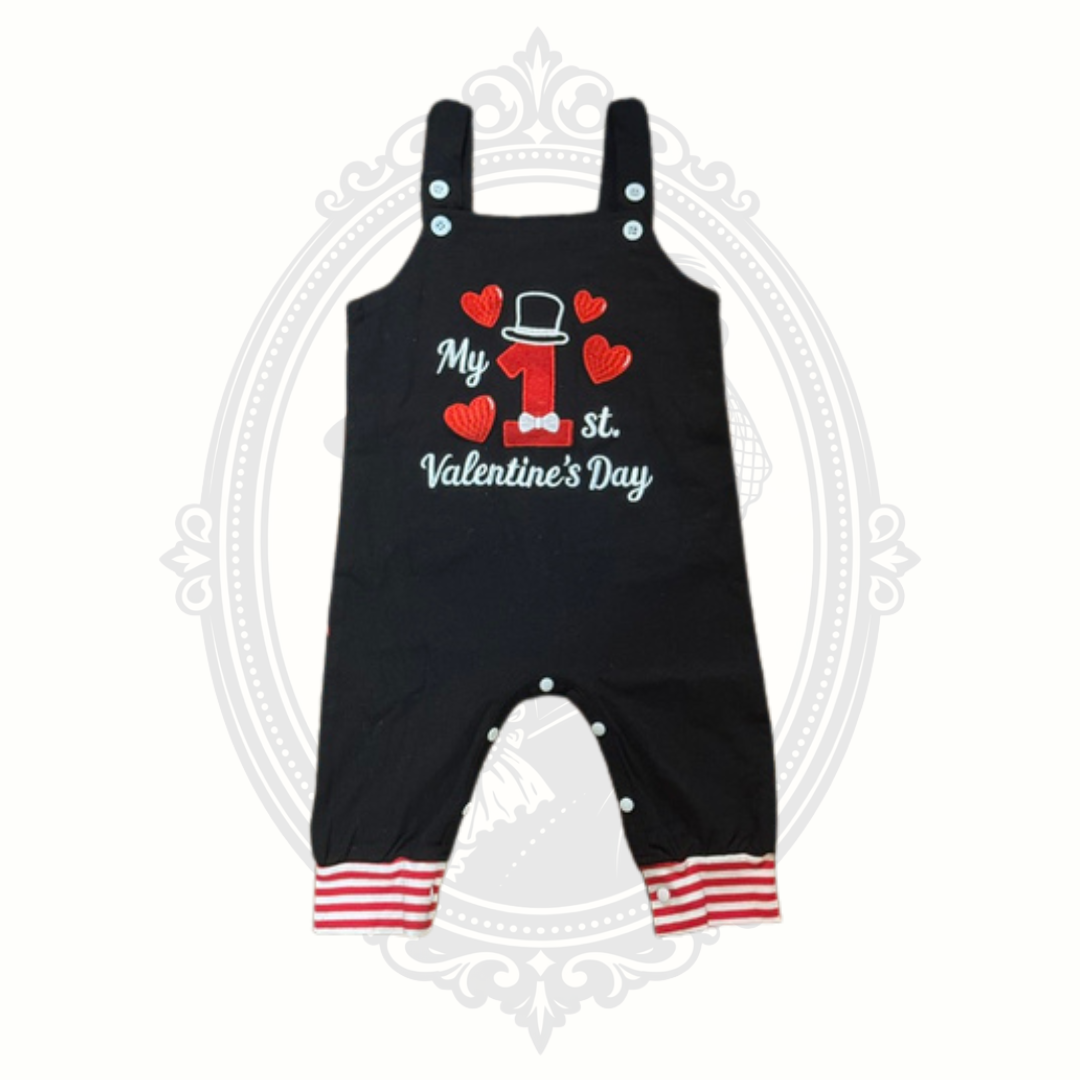 My 1st Valentine's Day Baby Romper Black 3-6 Months