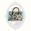 Myra Bag Turquoise Canvas & Woven Rug Leather Tote Bag