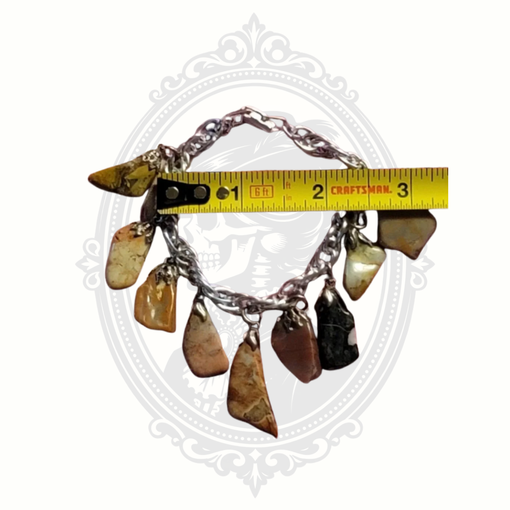 natural stone nugget bracelet with measuring tape showing approximate size