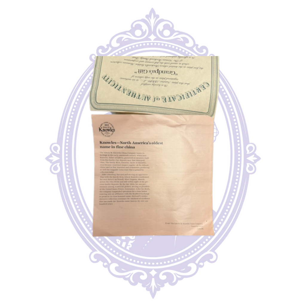 Edwin M Knowles china company information sheet accompanying Grandpa's Gift