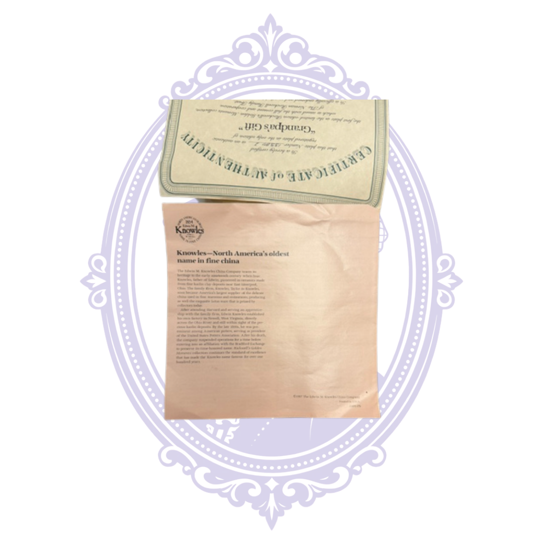 Edwin M Knowles china company information sheet accompanying Grandpa's Gift