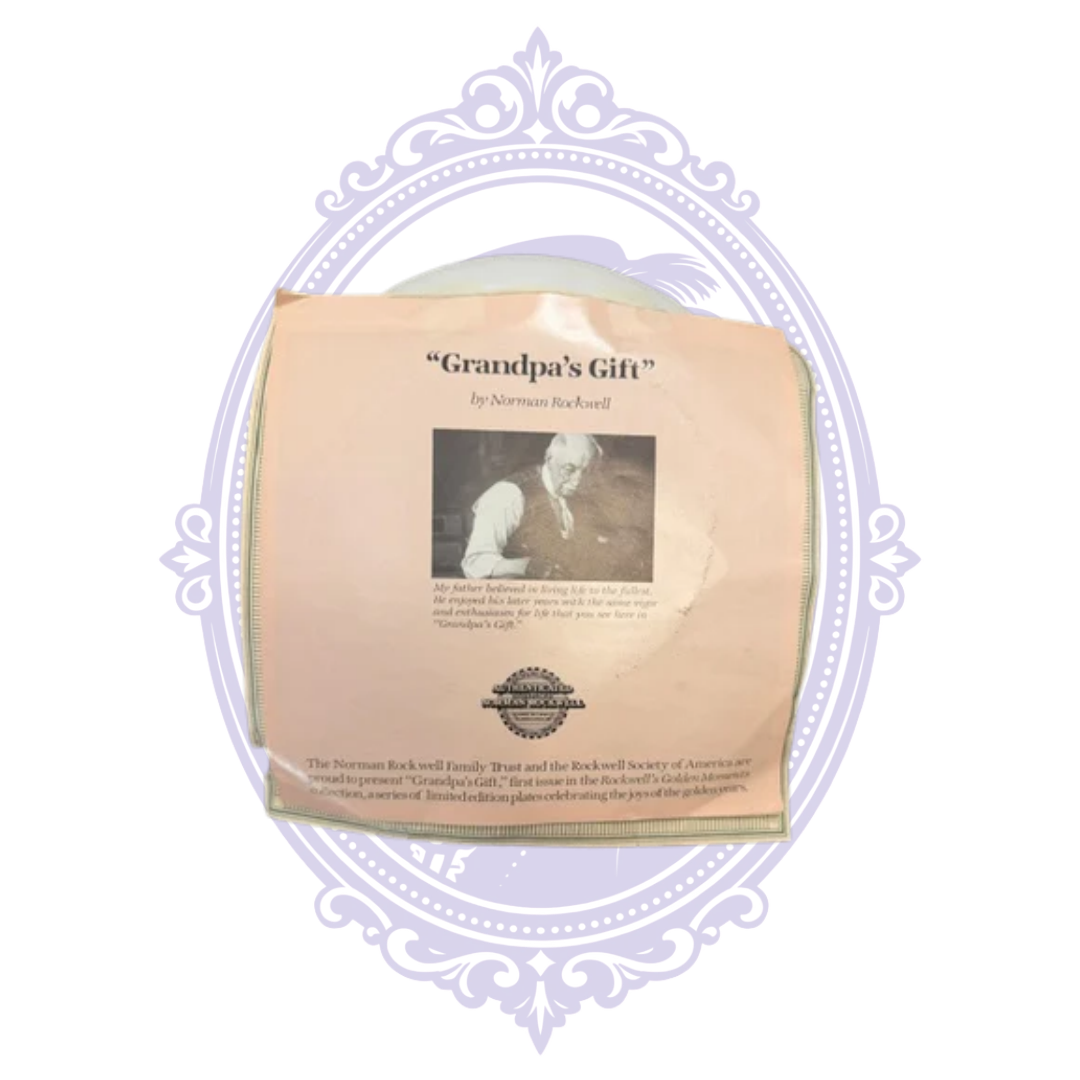 Original Grandpa's Gift collector plate illustrated insert