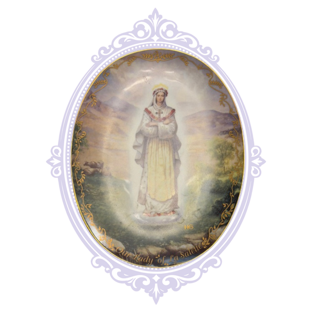 Front of Our Lady of La Salette 1994 oval collector plate by Hector Garrido