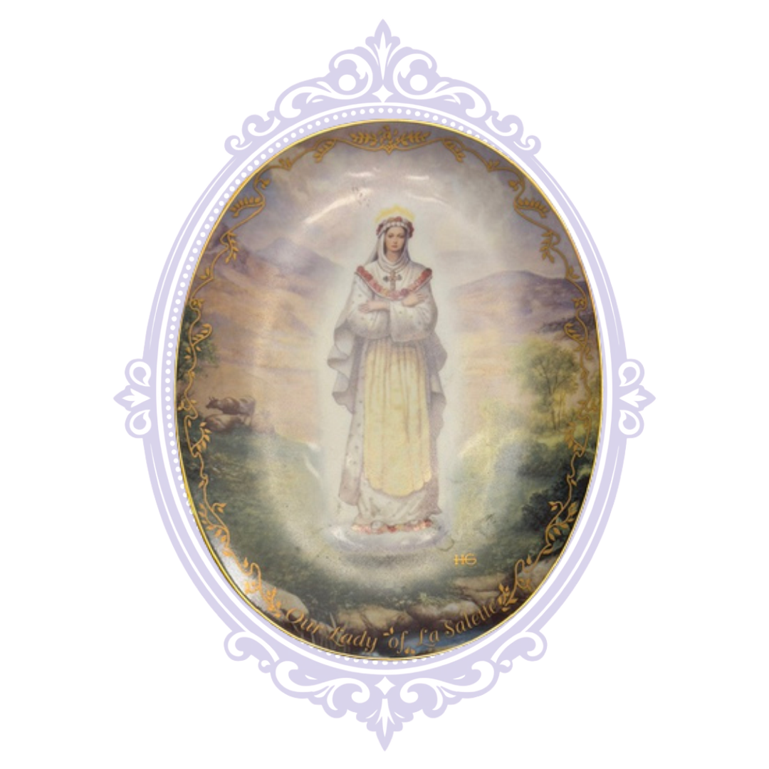 Front of Our Lady of La Salette 1994 oval collector plate by Hector Garrido