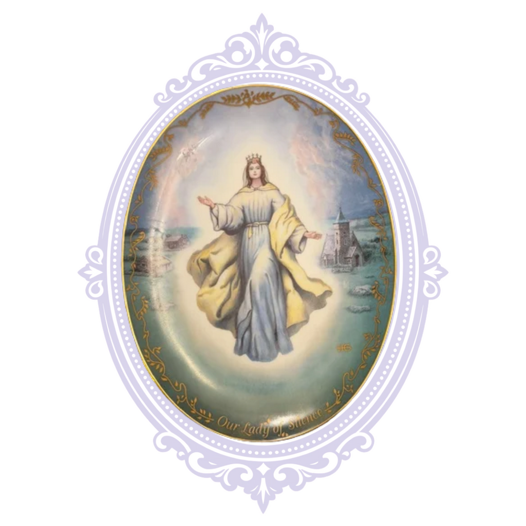 Our Lady of Silence plate luminous glossy finish and gold rim