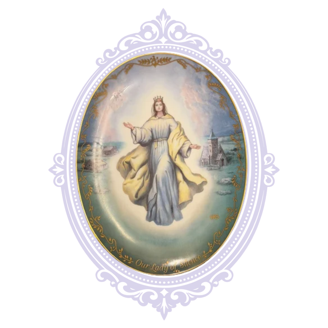 Our Lady of Silence plate luminous glossy finish and gold rim