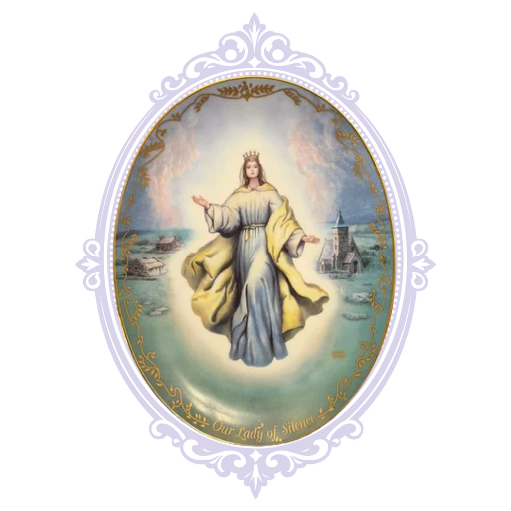 Our Lady of Silence 1995 oval porcelain plate by Hector Garrido front view