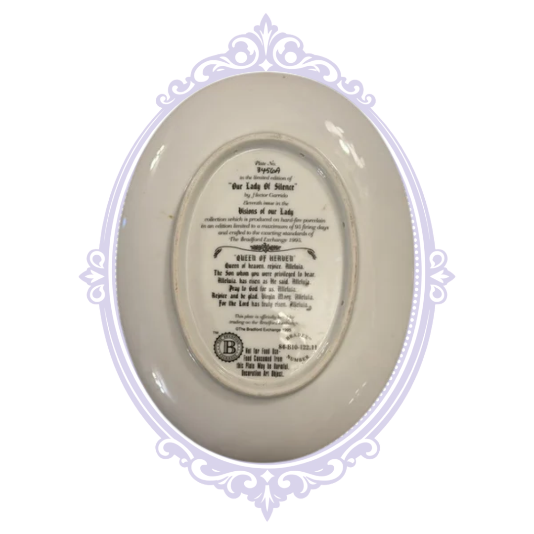 Our Lady of Silence reverse showing plate number 3456A and Bradex 84-B10-122.11