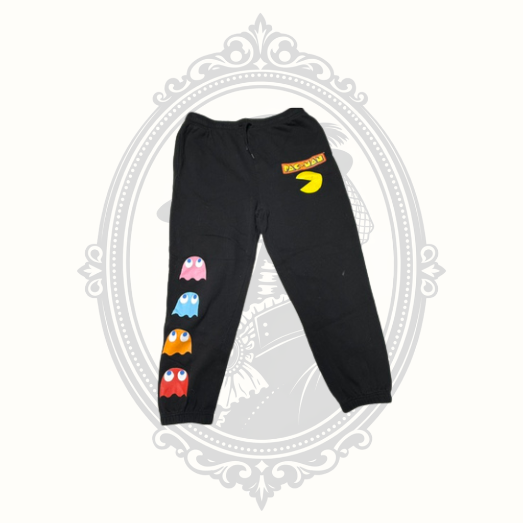 Pac-Man Ghost Graphic Black Jogger Sweatpants – Adult XL