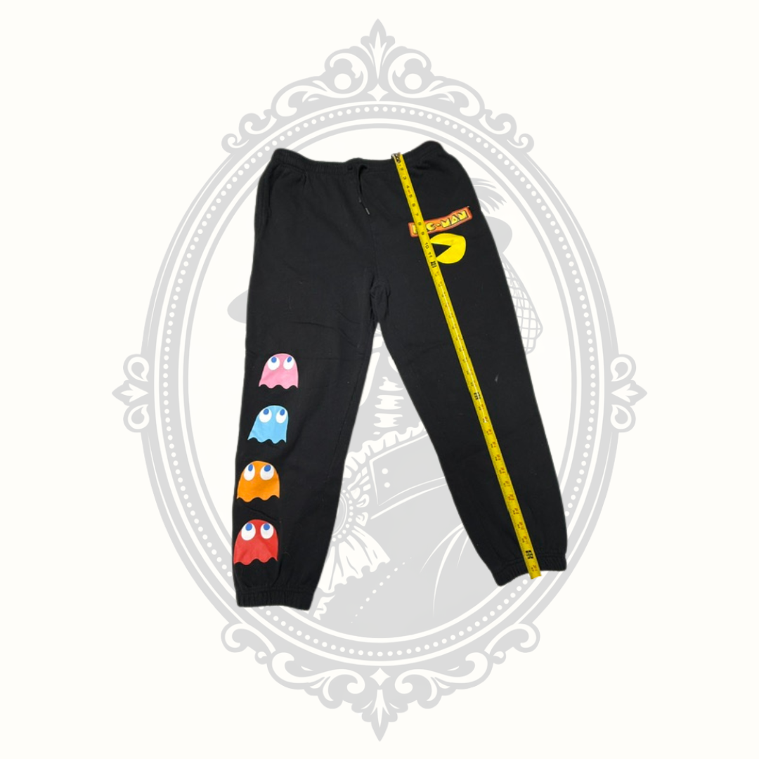 Pac-Man Ghost Graphic Black Jogger Sweatpants – Adult XL