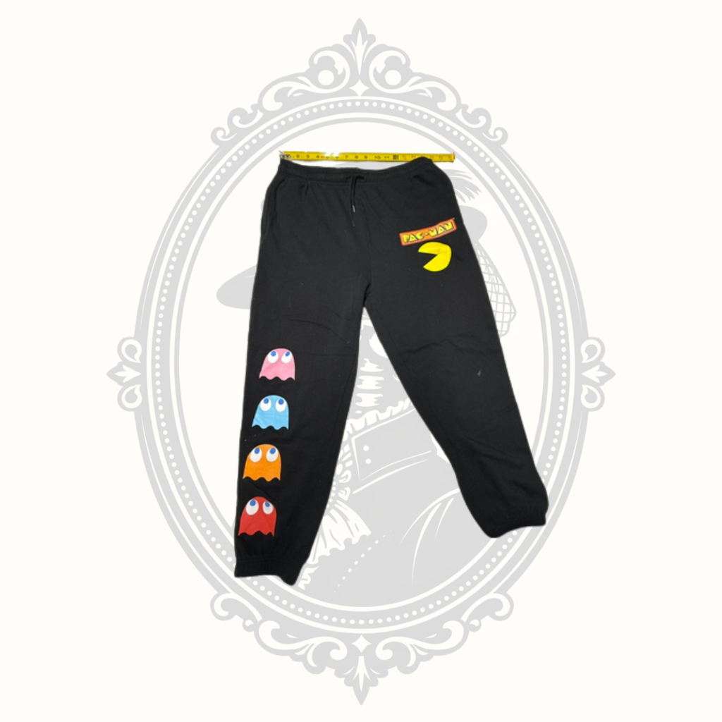 Pac-Man Ghost Graphic Black Jogger Sweatpants – Adult XL