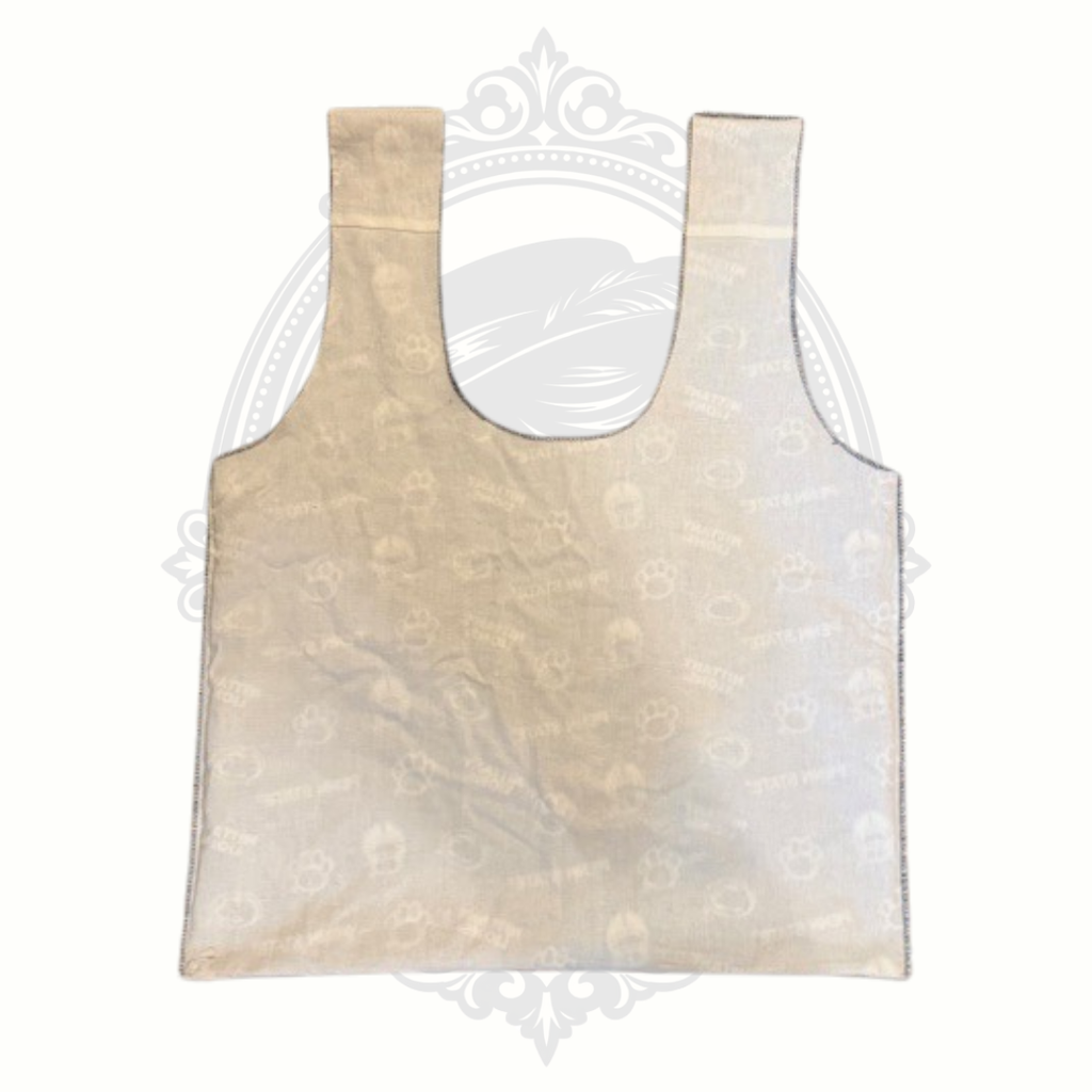 Beige and white marbled patterned bag on a white background