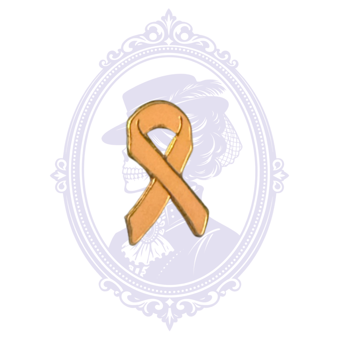 Pink Breast Cancer Awareness ribbon lapel pin with pink enamel-style finish and gold-tone accents.