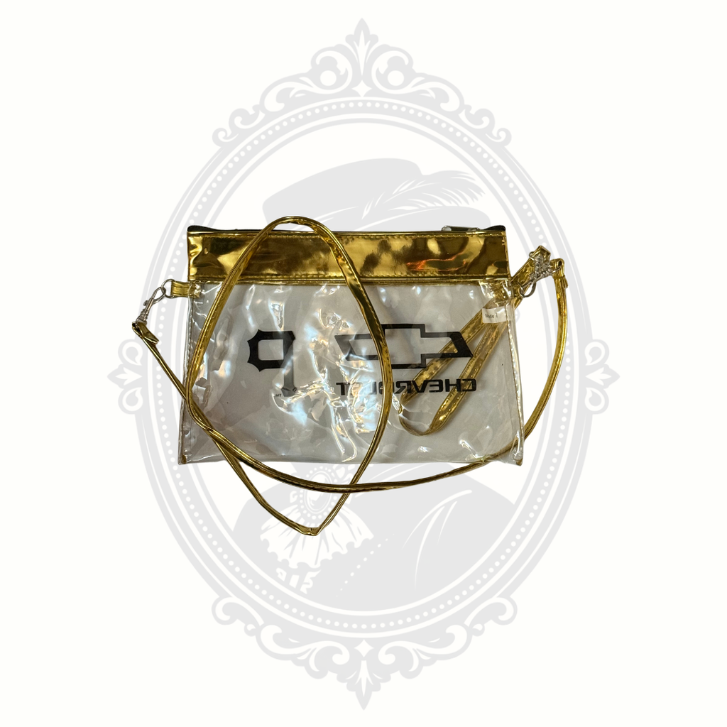Clear Pittsburgh Pirates bag with crossbody strap and wristlet attachment
